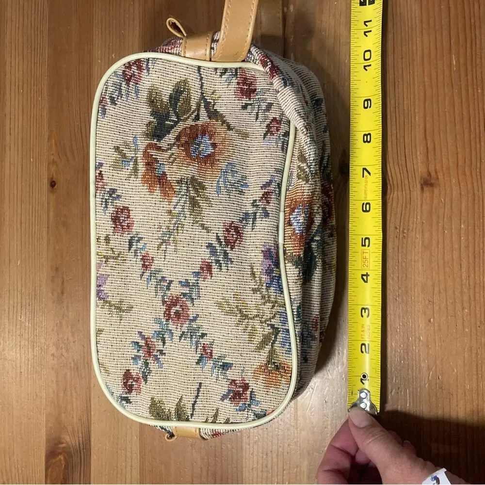 Vintage floral tapestry cosmetic or toiletry bag cottagecore grandmacore quaint